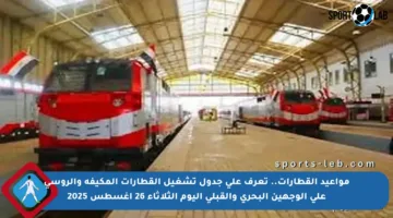 مواعيد القطارات.. تعرف على جدول تشغيل القطارات المكيفة والروسي على الوجهين البحري والقبلي اليوم الثلاثاء 26 أغسطس 2025